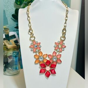 Vintage Gold Floral Statement Necklace 22in
